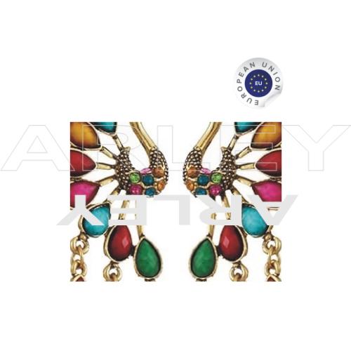 Kolczyki kolorowe pawie złote pawie