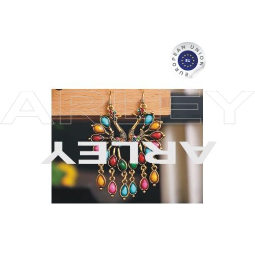 Kolczyki kolorowe pawie złote pawie