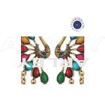 Kolczyki kolorowe pawie złote pawie